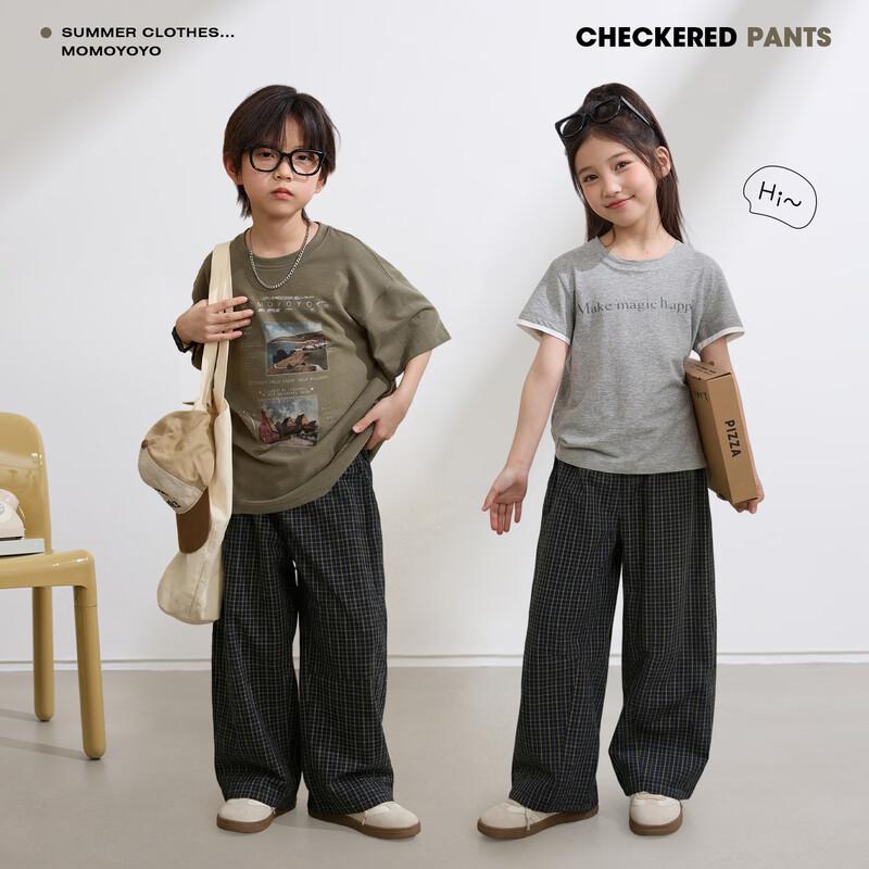 Kids' Casual Plaid Straight-Leg Pants