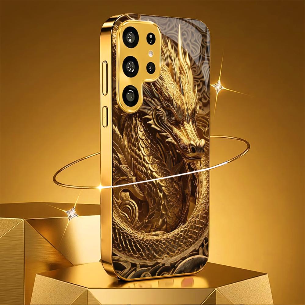 Noble Dragon Dragon race PhoneCase Electroplating Glass PhoneCase for Samsung Galaxy S26 S25 S24 S23 S22 S21 FE,Ultra,Plus