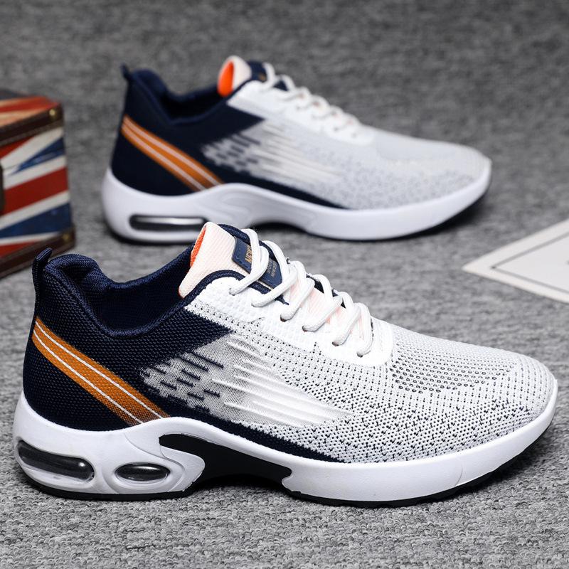 Men's Shoes Summer Mesh Breathable Sports Shoes Air Cushion Running Shoes Trendy Fashion Single Shoes Color Matching Large Size Casual Shoes