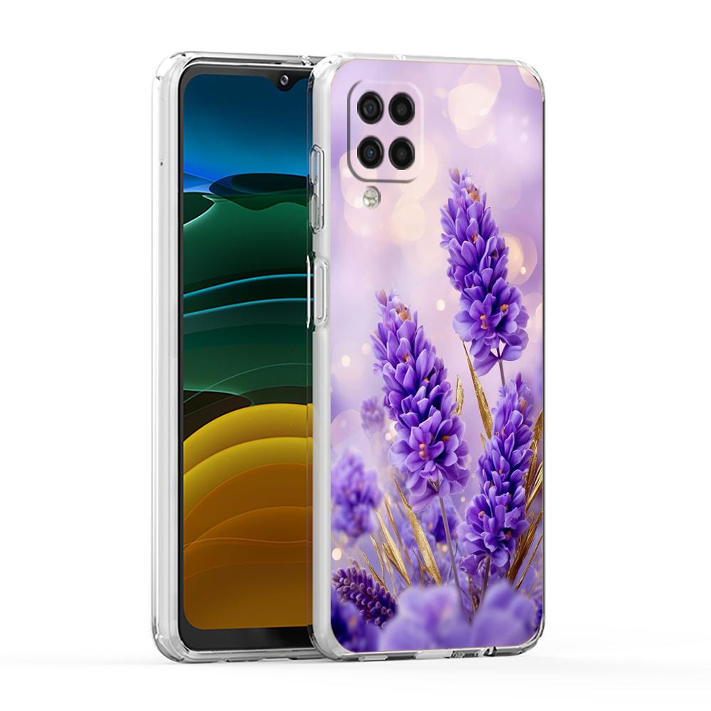 Soft TPU for Samsung Galaxy A13,A15,A22,A23,A25,A31,A32,A33,A35,A52,A53,A05,5G Transparent Phone Case Autumn flower Lavender Bag