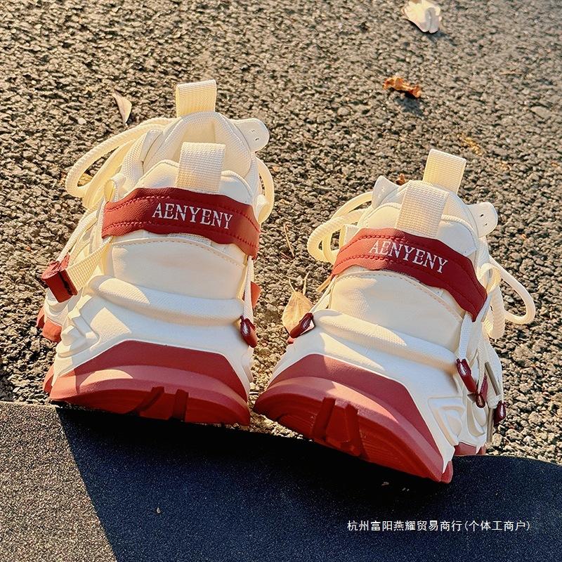 Daddy shoes women's 2025 new spring thick-soled heightening casual shoes muffin shoes little white shoes original design sense