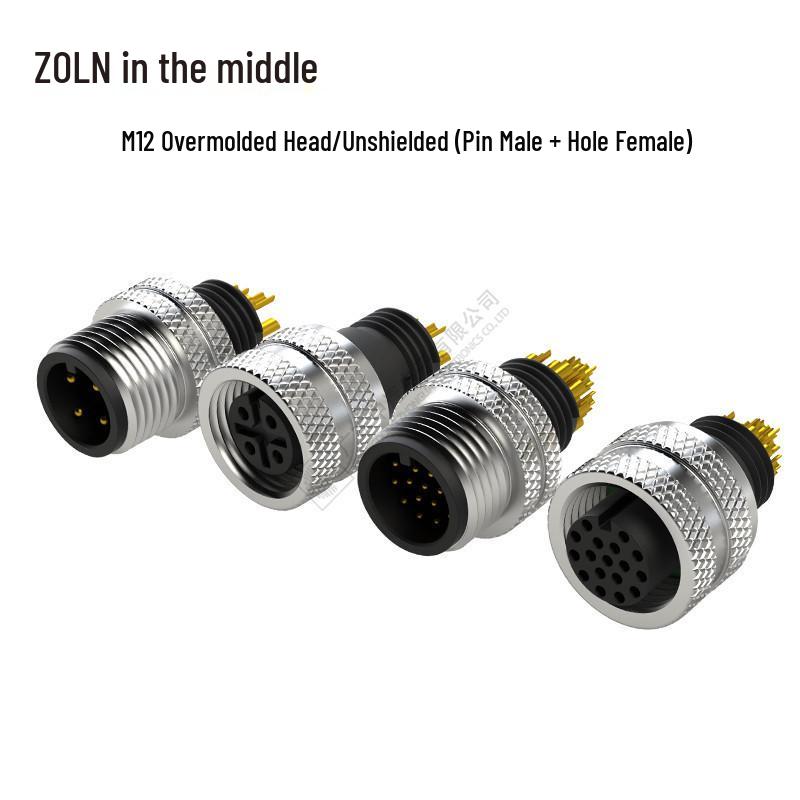 M12 Plastic-Coated Female Aviation Plug: 5/8-Core Waterproof Connector