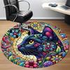 1pc Cat Flowers Office Round Area Rug, Indoor Mat Suitable For Office, Under Office Chairs Bedroom Living Room Home Decor, Room Deco