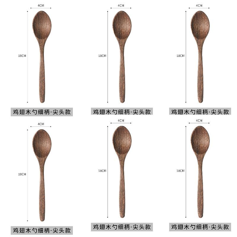 1-6 szt. Drewniana łyżka Drewno skrzydełek kurczaka Długi uchwyt Łyżka do zupy Łyżka do mieszania miodu Bez lakieru Bez wosku Gospodarstwo domowe Duża łyżka do ryżu