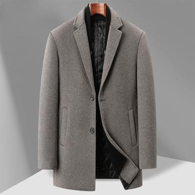 Herbst- und Winter Herrenwollmantel mittellang Schalkragen Business Casual Baumwollwollmantel Herrenmantel
