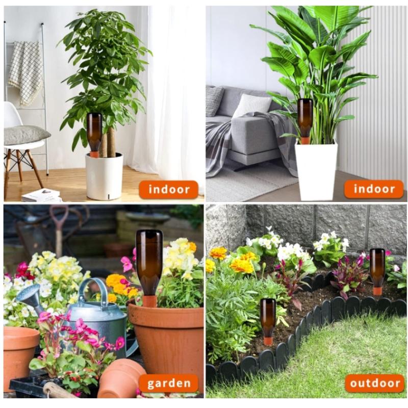 Plant Self-Watering Stakes-4 Pack Terracotta Automatic  Waterer Devices Auto-Water Irrigation System for Indoor/Outdoor Plants