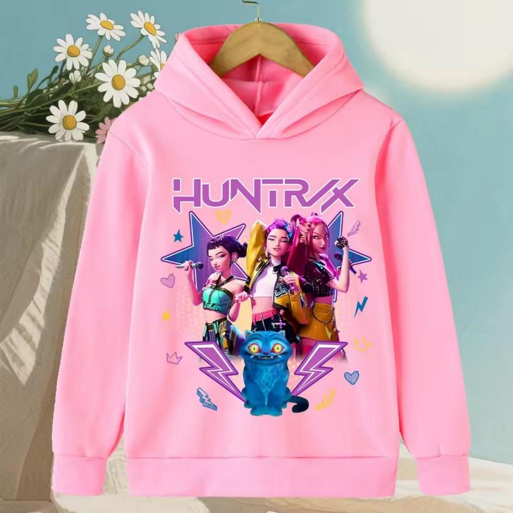 Höst KPop Demon Hunter Huntrix Tryck Barn Sweatshirt Casual Mode Flickmode Street Pullover Toppar Barnkläder