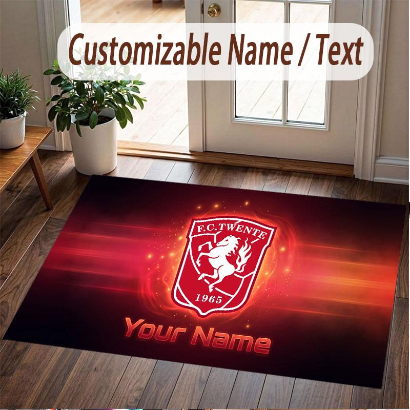 Custom Rug FC Twente Pattern Print Name Text Soft Non‑Slip Floor Carpet for Home Indoor Decoration