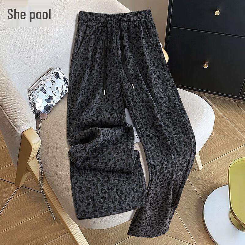 

Women s Leopard Print Drawstring Casual Pants L
