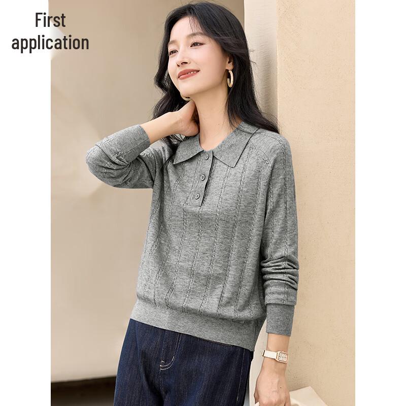 

Chushen Women s Classic Polo Collar Cable Knit Sweater M