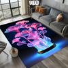 Neon Particle Light Effect Purple Flower Rug Carpet Mat Non-Slip for Living Room Bedroom Futuristic Home Decor