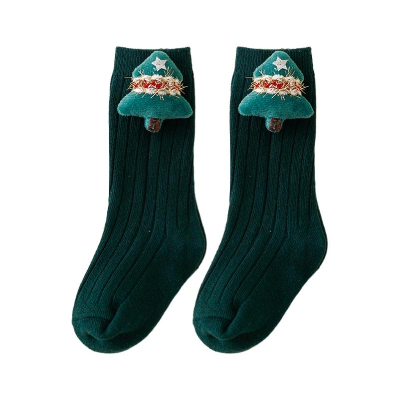 Vertical Stripes Kids Socks Breathable Socks with Christmas Patterns Soft & Comfortable Cotton Socks for Boys & Girls