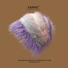New Winter Dopamine Color Striped Wool Hat for Women Fashion Warm Face Showing Small Knitted Pile Hat