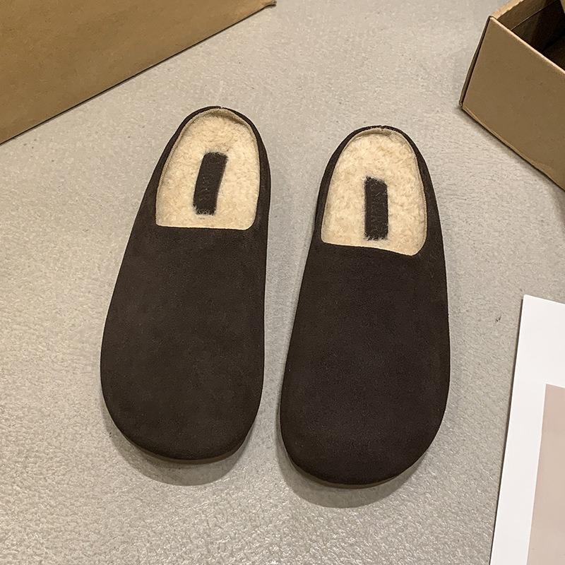 thick-soled plush fluffy shoes women's shoes wear fluffy slippers women's casual single shoes