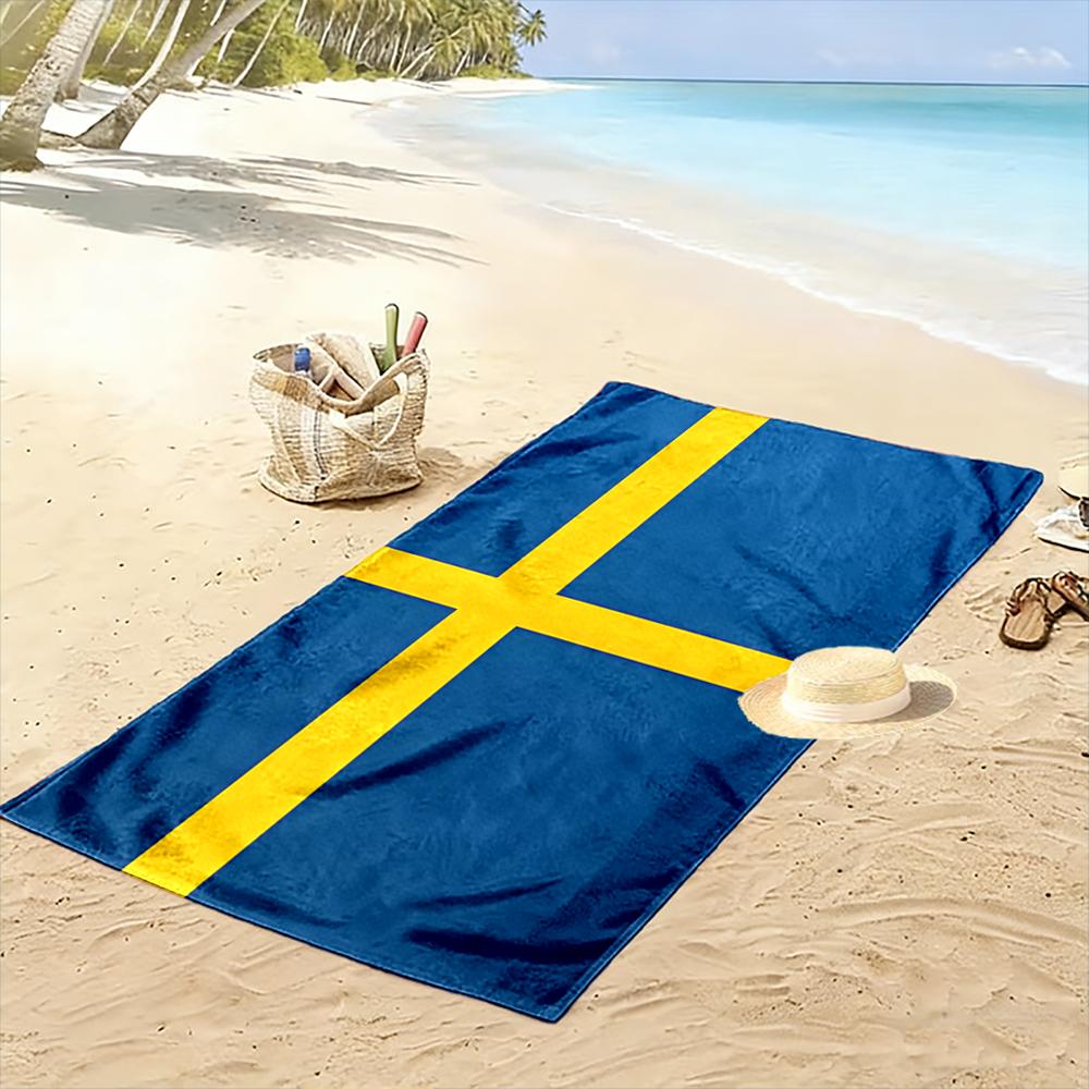 Schwedische Flagge Design Blau und Gelb Strandtuch schnelltrocknend für Reisen Outdoor-Sportarten Joggen Strand und Schwimmen