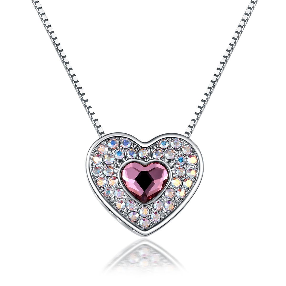 

INS австрийское хрустальное ожерелье, женская цепочка на груди, двухсторонняя подвеска в форме сердца в форме сердца, подарки на день рождения для подруг, цепочка на шею