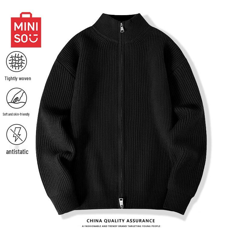 MINISO Men's Winter Thickened Stand-Collar Knit Cardigan