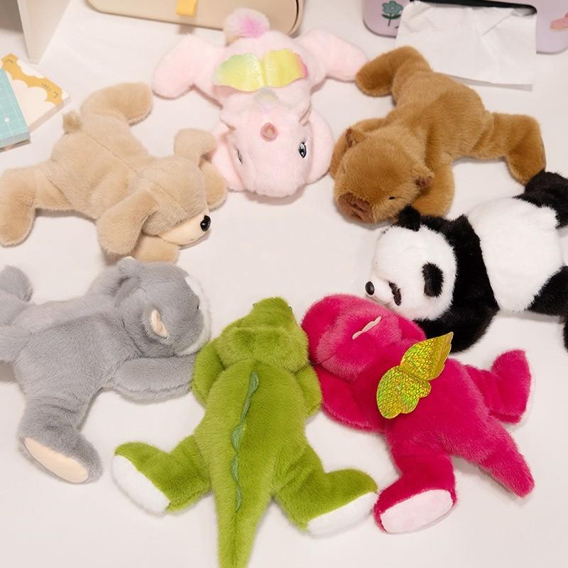 Panda Crocodile Unicorn Dinosaur Lying Plush Toy Stuffed Animal Cartoon Doll