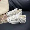 Módní Nové Ležérní Platformové Plátěné Boty Zvyšující Výšku 2025 Dámské Vnější Bílé Tenisky Pantofle Nazouvací Sandály Vulkanizované Boty