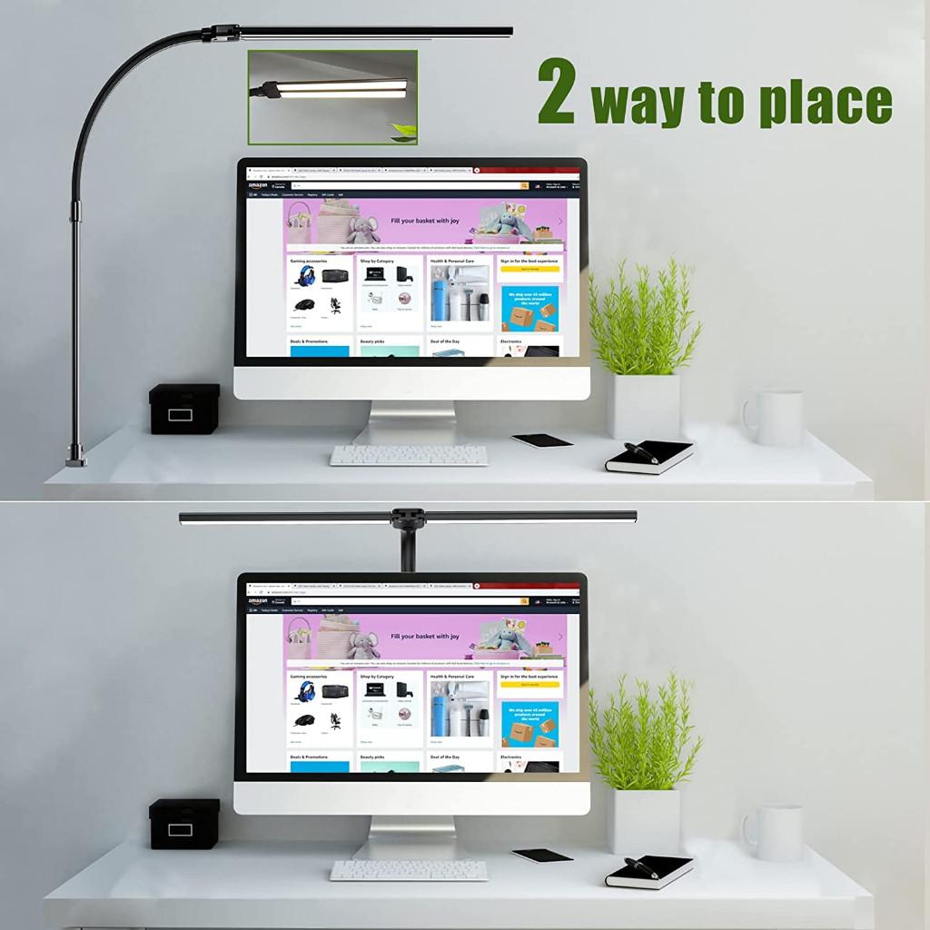 80CM 24W Study Gaming Work Table Light Super Wide Clip Desk Lamp Dimmable Double Head Study LED Lamp