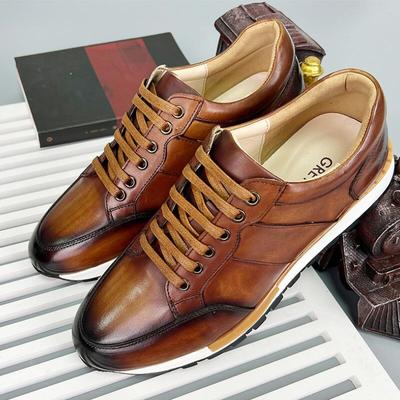 Fashion New Handcrafted Sports Leather Top Layer Cowhide Fashion Lace-up Polished Color Business Casual Shoes Zapatos Hombre A31