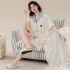 1A antibacterial pure cotton pajamas women's summer with chest pads, short sleeves, plus size 50kg girls' loungewear three-piece set