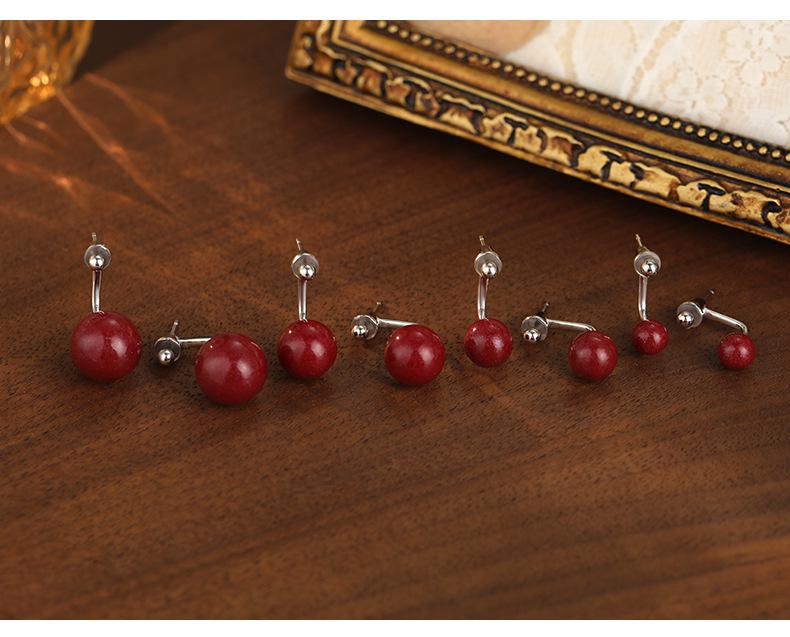 Banyan Tree S925 Silver Purple Gold Sand Cinnabar Earrings for Women - High-end Autumn/Winter 2024 Collection