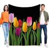 Colorful Tulip Floral Blanket Soft Throw Cozy Lightweight Sofa Bed Decor Gift for Home Lovers and Spring Enthusiasts
