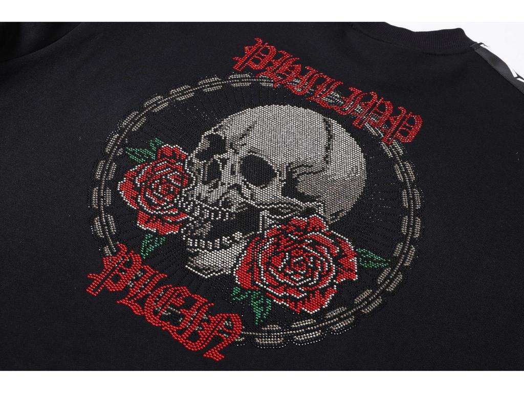 Trendy Philip Plein Men's Hoodie: Autumn/Winter Collection, European & American Street Style, Rhinestone Round Neck, Casual Fashion.