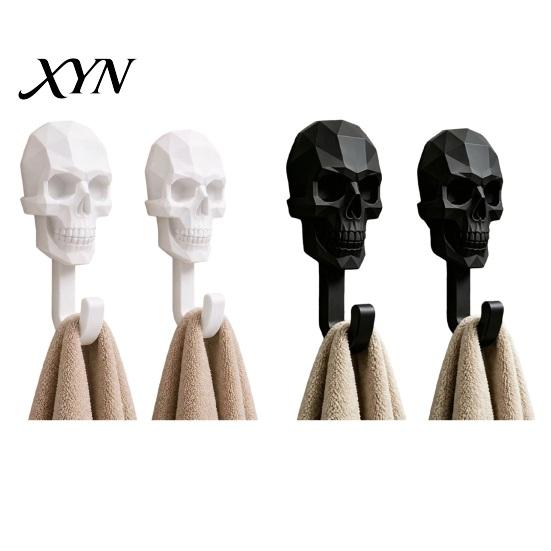 Industrial Style Hook 2Pcs Up, 3D Printed Skull Design Hooks, No Drilling Wall Heavy Duty Mount Hanger, Waterproof Bathroom Storage Hanger for Towels