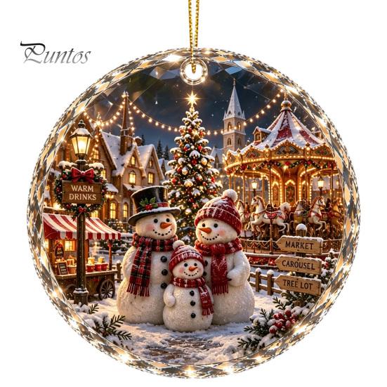 Acrylic Holiday Tree Decoration Christmas Landscape Scene Ornament for Decor, Decorative Elegant Hanging Keepsake Party And Seasonal Home Decorations