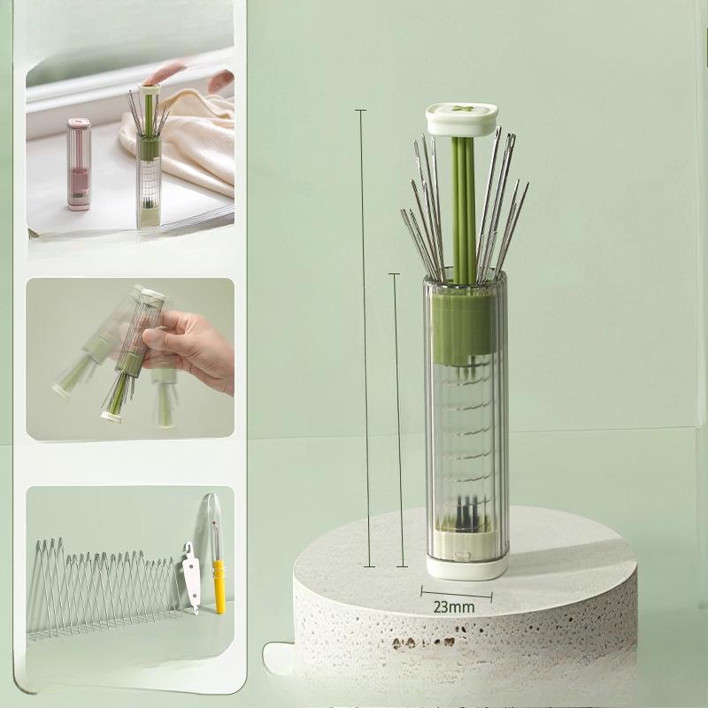 

New Press-type Needle Storage Bucket Household Hand-stitched Needle Storage Device Magnetic Needle Storage Bottle зелений