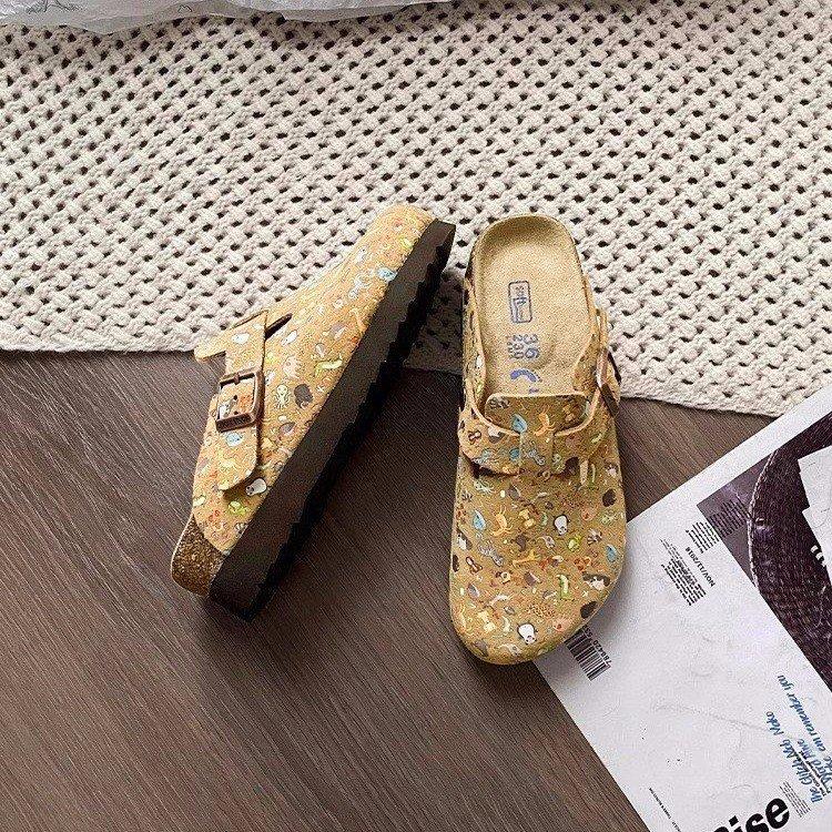 

[Ziyan] Thick-soled Boken shoes, half-towed women s 2025 summer models, outer wear heightening slippers, bag head and one pedal Boken shoes 35 малиновый