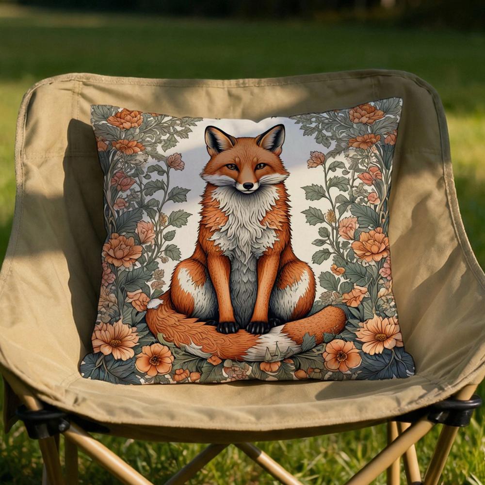 

William Morris Art Fox Cushion Cover Soft Reversible Durable Pillow Cover MultiScene Use for Home Car Daily Comfort 30x30cm