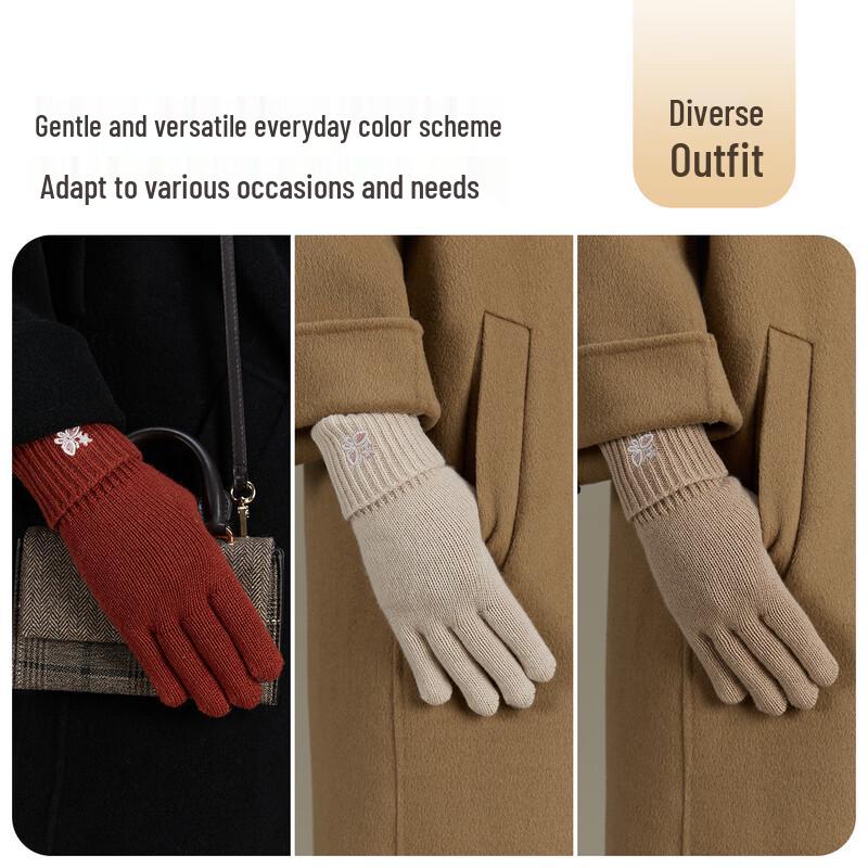 JIUMU Gants d'hiver tactiles pour femmes en pure laine