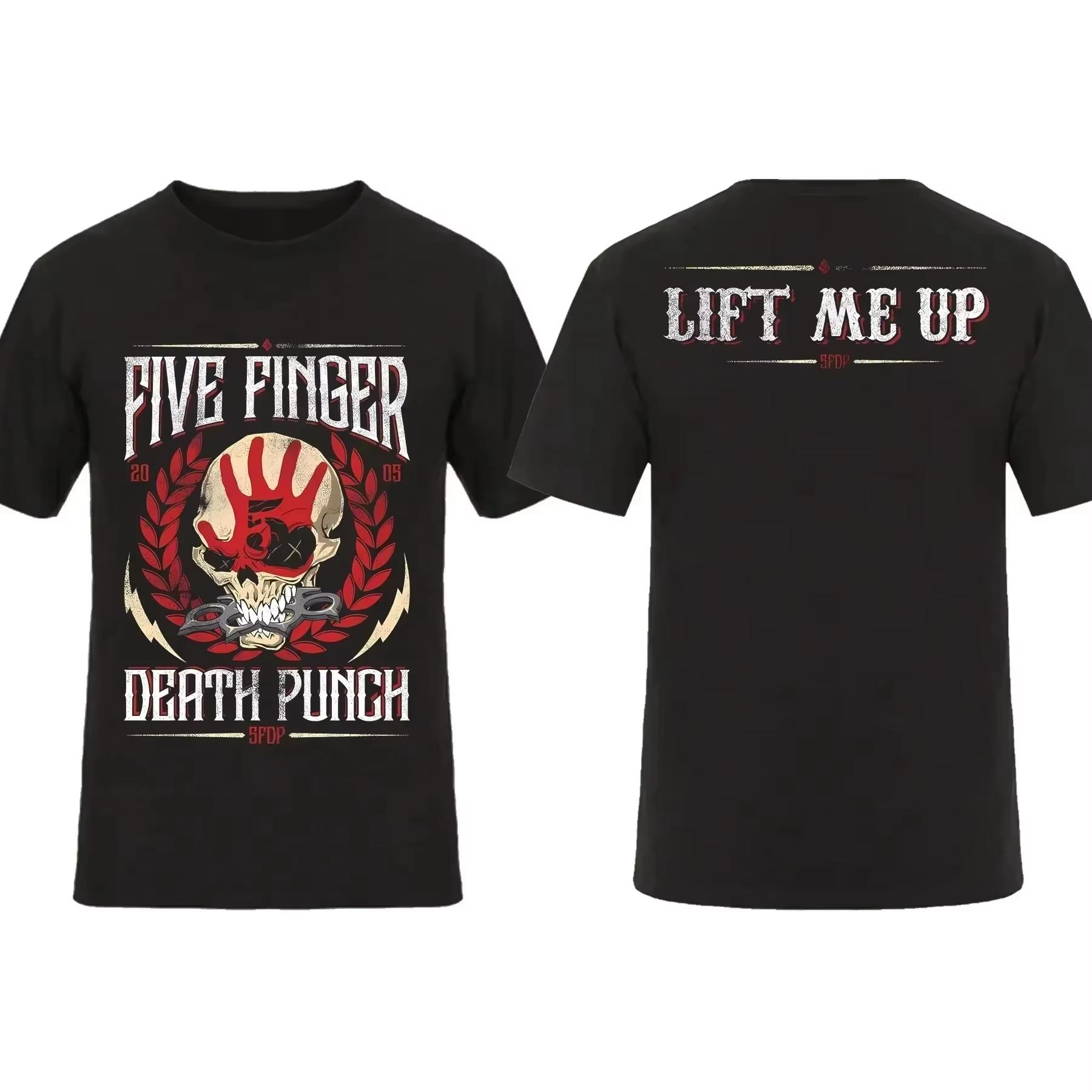 

2025 Fashion Men T Shirt Double-sided Biker Skully Black By Five Finger Death Punch T-shirt Graphic Youth Cloth Streetwear S-4XL 3XL