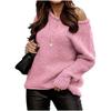 Womens Crew Neck Pullover Sweater Solid Color Loose Fit Long Sleeve Casual Commute Top