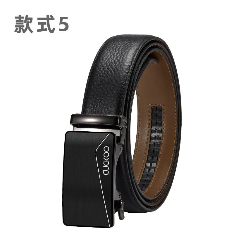 

Ремень мужской кожаный ремень с автоматической пряжкой, первый слой, чистая воловья кожа 125Cm (including button head)