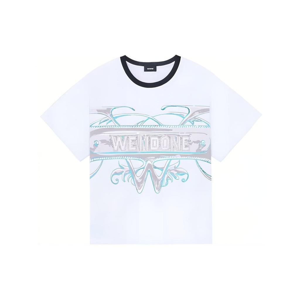 We11done Letter Pattern Printed Short Sleeve T-Shirt Unisex T-Shirts White WD-TT3-21-510-U-WH