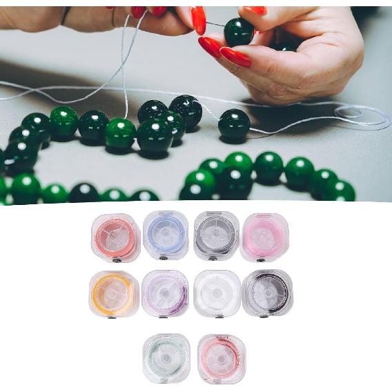 

10 рулонов 0,8 мм 1000 ярдов плоских эластичных нитей для браслетов с органайзерами, кристальные эластичные нити, нить для бисера для изготовления ювелирных изделий, бисероплетения и