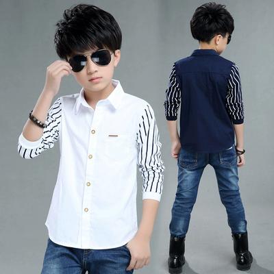 Children's Clothing Boys' Shirts Long-sleeved Spring and Autumn Clothes Big Children's Casual Children's Striped Autumn Shirts