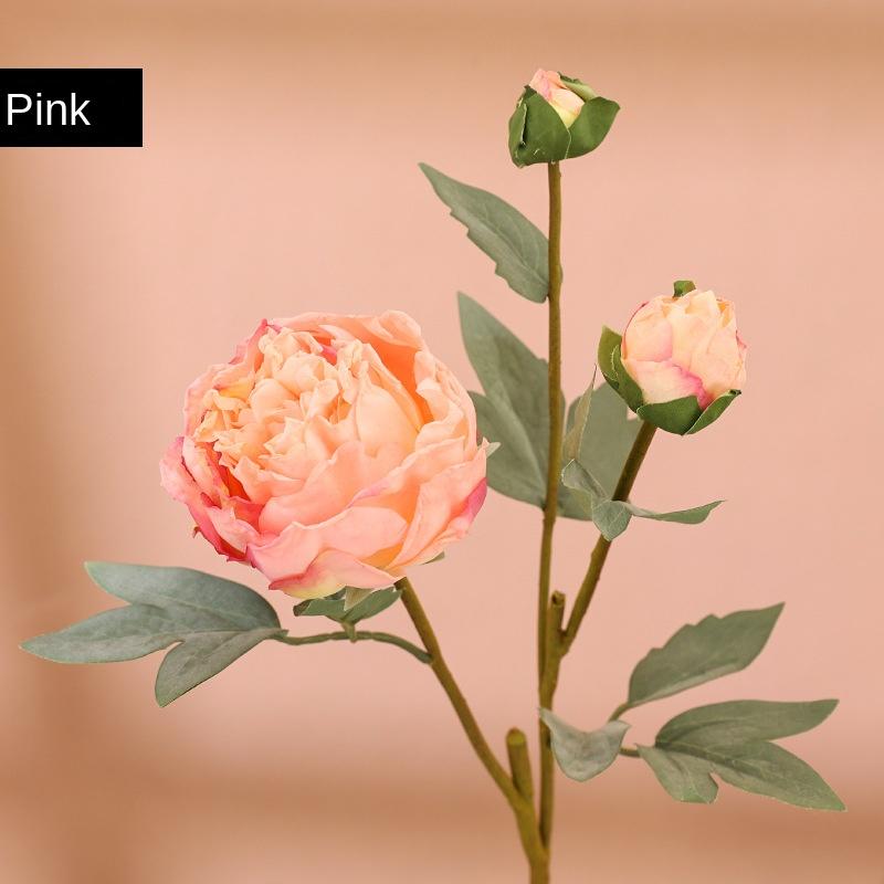 

Высокое качество имитация 3 головки бутонов пиона шелковый дом гостиная обеденный стол свадебное украшение поддельный искусственный цветок