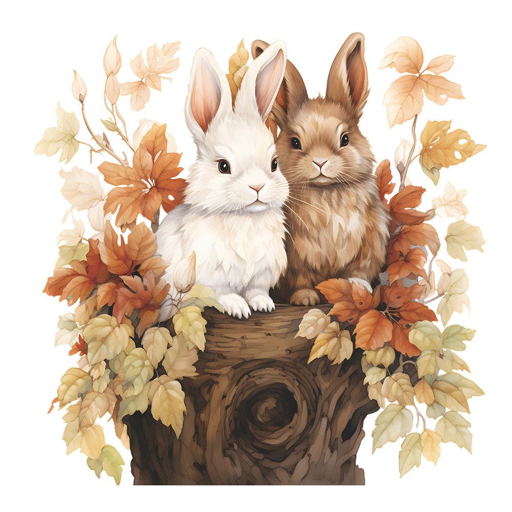 Fun-f64 Cartoon Rabbit Lovers Falling Leaves Bedroom Living Room Wall Beautifies Decorative Wall Stickers