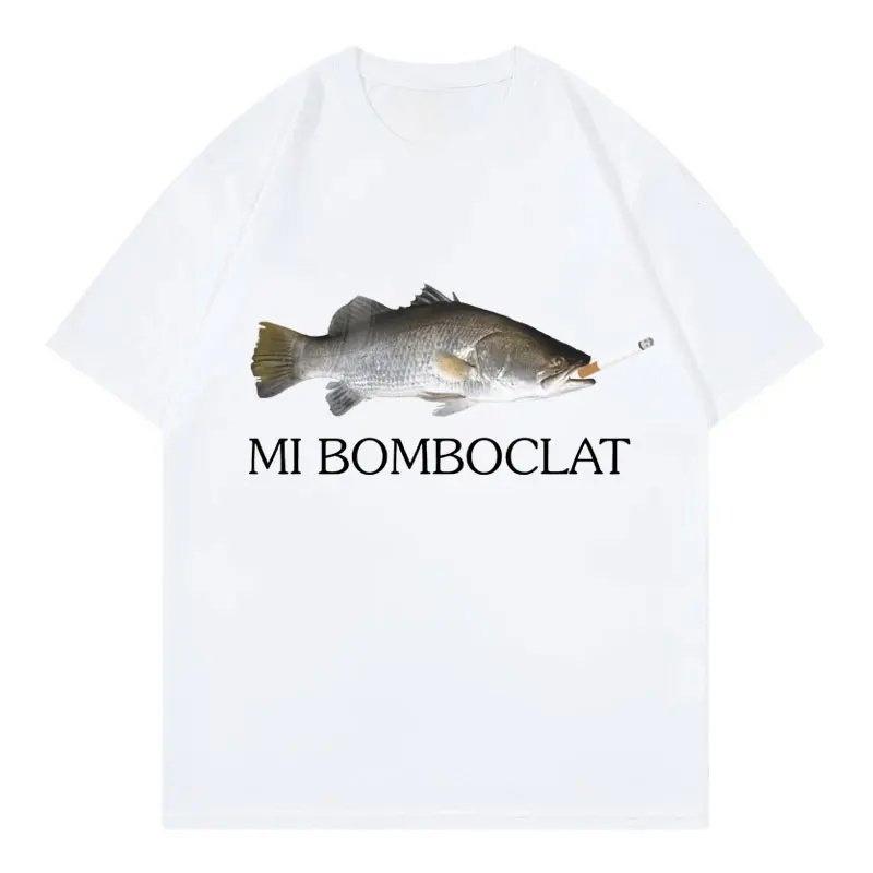 

Funny Mi Bomboclat Fish Meme White Casual TShirt Mens and Womens Luxury Brand Top - Men s Summer Cotton Graphic Tee 5XL різнокольоровий