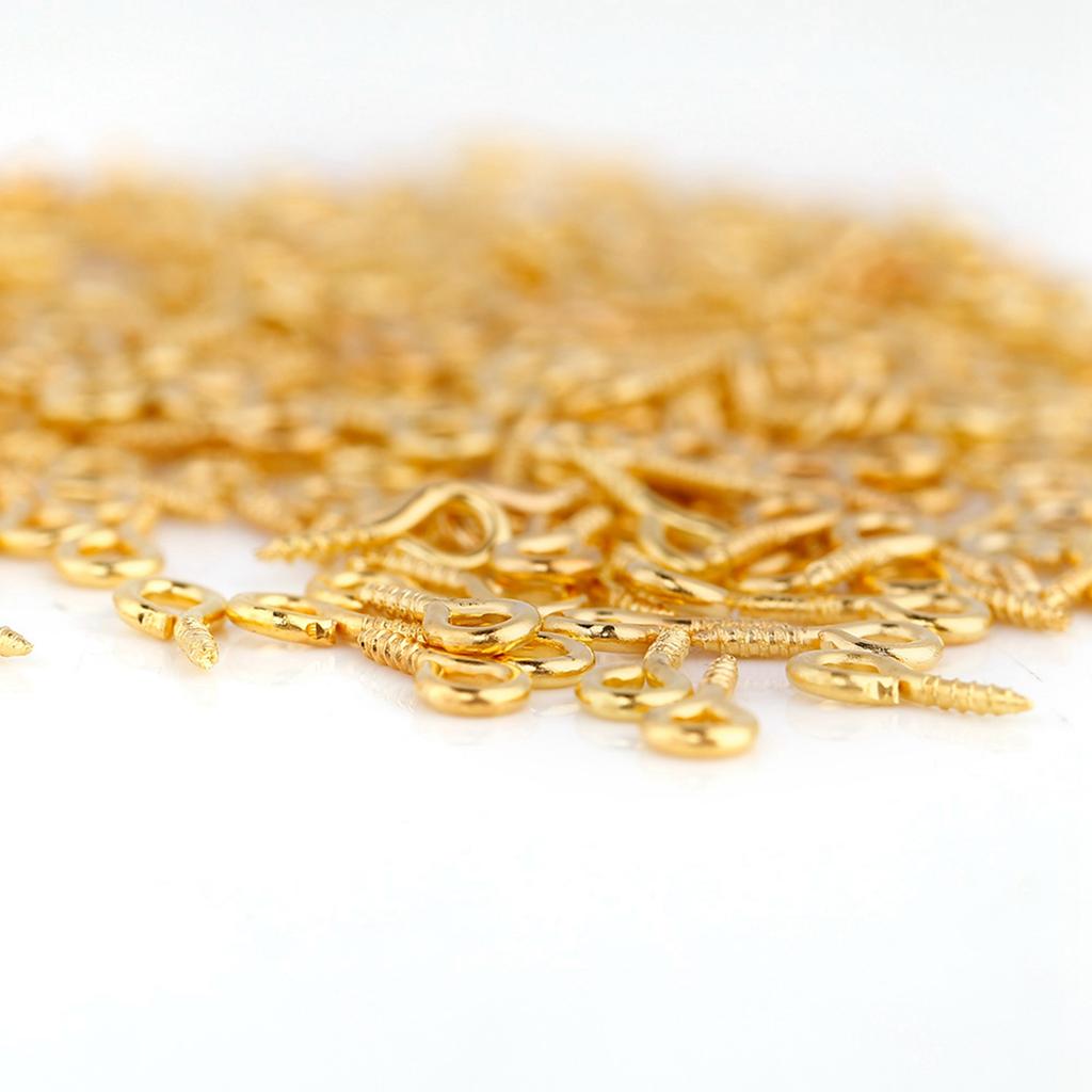 200 ks / Taštičkové očkové špendlíky Očkové špendlíky ze slitiny se závitem Šroubovací očkové háčky Šperkovní komponenty (Zlato)