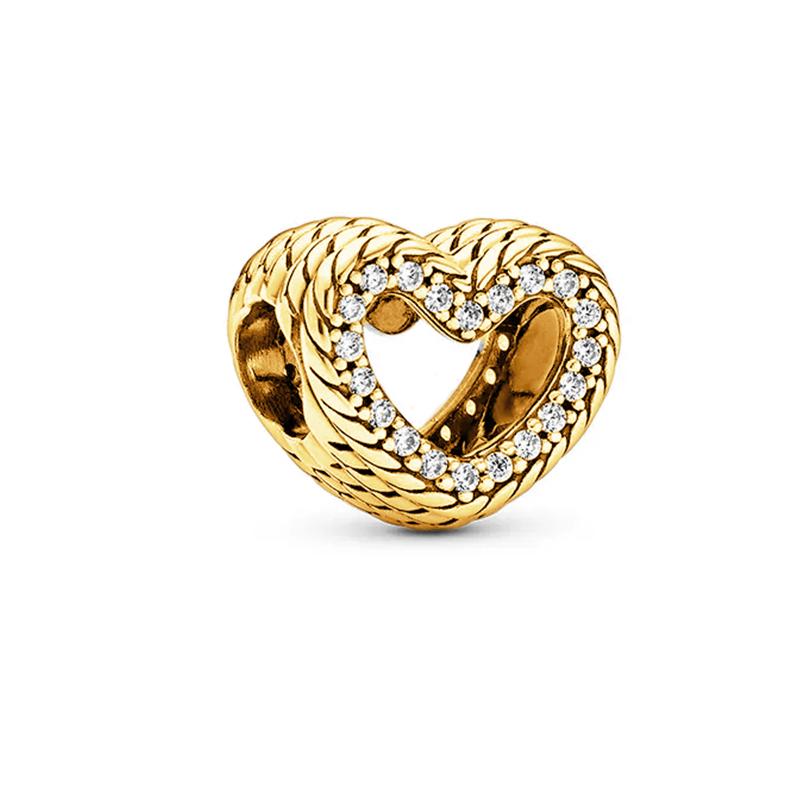 Sparking Gold Animal Heart Clip Charm Beads Dangle Fit Original Snake Bracelet Necklace Beads For Diy Jewelry Women Gift