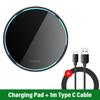 100W Metal Wireless Charger Pad Led Light for iPhone 16 15 14 13 12 Pro Max Samsung Xiaomi Mini Fast Wireless Charging Station