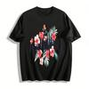 Vintage Floral Print POWERFUL Letter Casual Crew Neck Short Sleeve Top Pure Cotton T-shirt