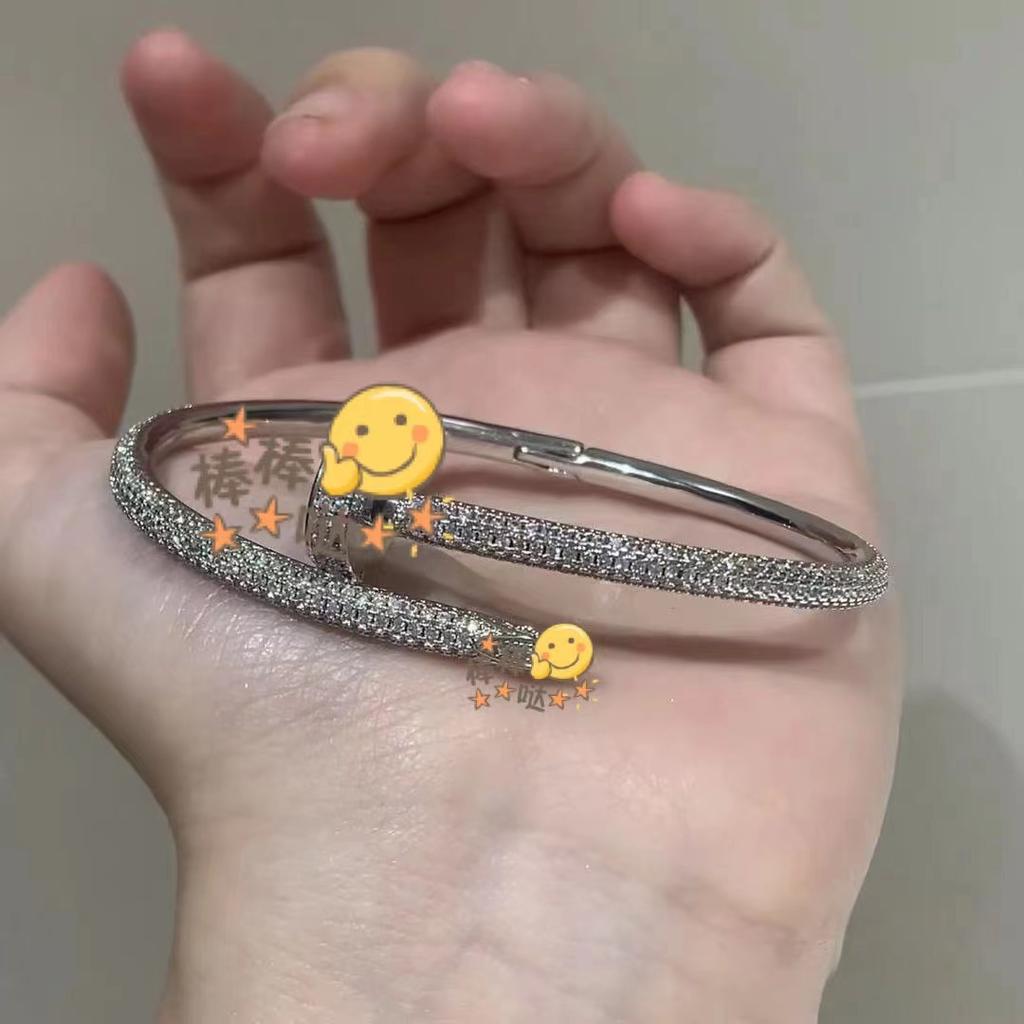 Kajia Nagelarmband Dick vergoldet 18 Karat Gold Glänzendes Armband Voll mit Diamanten Kopf und Schwanz Diamant Schmuck Für Männer und Frauen Geometrie