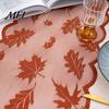 Fall Harvest Table Decor Runner Decorations, Maples Leaves Lace Orange Thanksgiving Dining Runner, Autumn Decorations for Kitchen Party Translucent